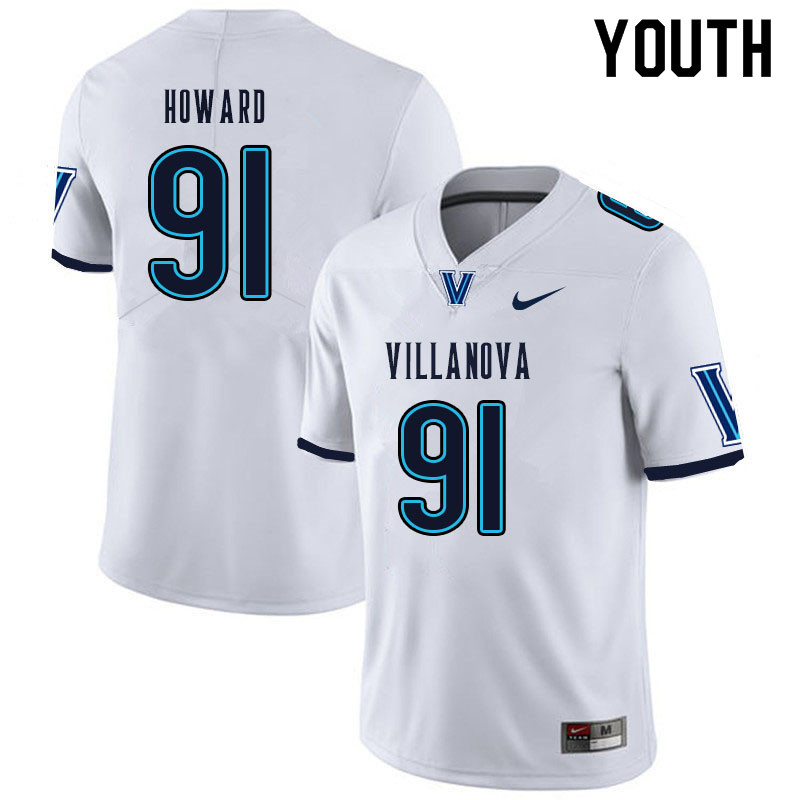 Youth #91 Ayden Howard Villanova Wildcats College Football Jerseys Sale-White